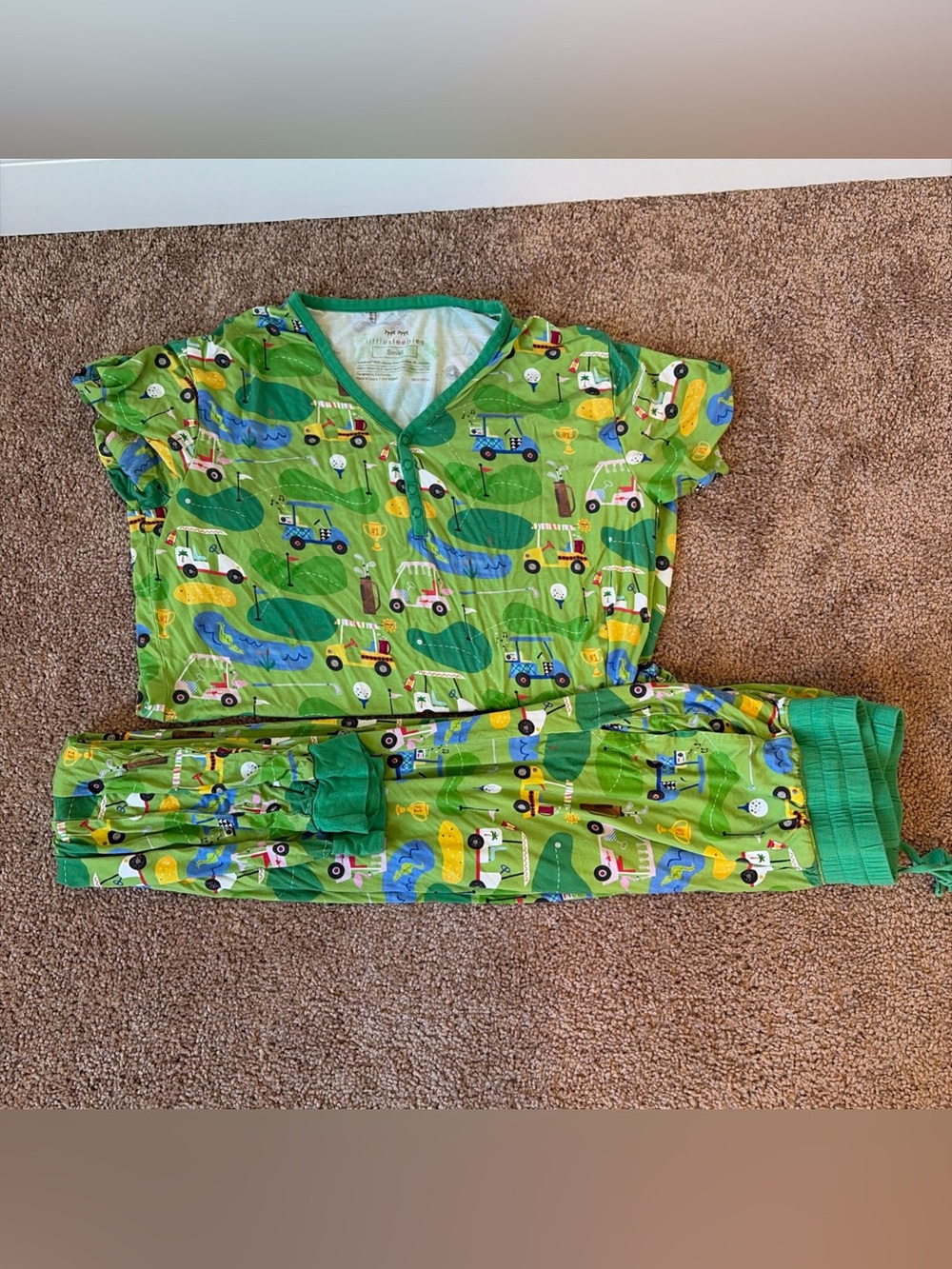Little Sleepies Green Golf Cart Print Pajama Set